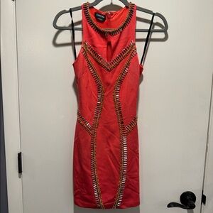 Orange embellished dress